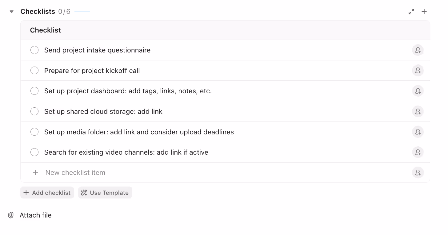 ClickUp checklist